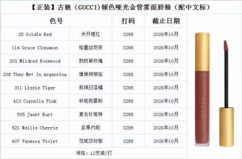💹25✍️专柜版本
铝盖对版质量
古驰倾色哑光金管雾面唇釉
现货九色:25-114-203-208-311-413-505-521-607
打12支 配中文标