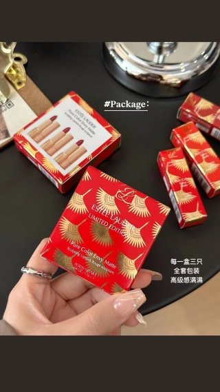 💹36✍️专柜版本,雅诗兰黛百褶小金管口红小样三件套,1.5g×3,色号🔜666-557-699