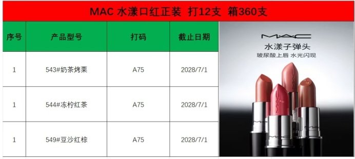 💹25✍️明通版本
Mac水漾口红,色号:544# ,543#, 549# !
全对版 膏体对色对味,优势供应!现货!