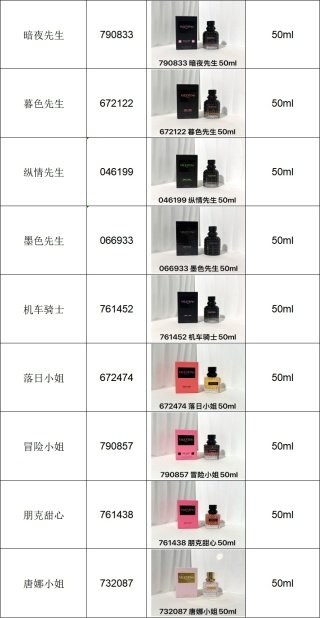 💹45✍️专柜版本/50ml
华伦天奴 香水50ML系列:
暗夜先生790833
暮色先生672122
纵情先生046199
墨色先生066933
机车骑士761452
落日小姐672474
冒险小姐790857
朋克甜心761438
唐娜小姐732087