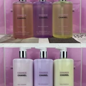 💹55✍️专柜版本
香奈儿26新品 邂逅身体乳400ml，邂逅沐浴露400ml。
粉邂逅沐浴露400ml
绿邂逅沐浴露400ml
紫邂逅沐浴露400ml
粉邂逅身体乳400ml
绿邂逅身体乳400ml
紫邂逅身体乳400ml
打12件24，配中文标，日期标